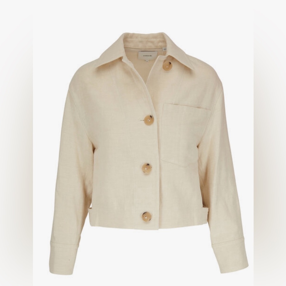 Vince Twill Linen-Blend Jacket in Lemon Stone Size 1X 16 18